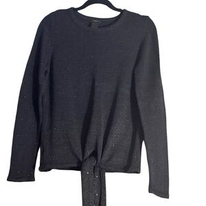 Ann Taylor Factory Black Tie-Front Sweater